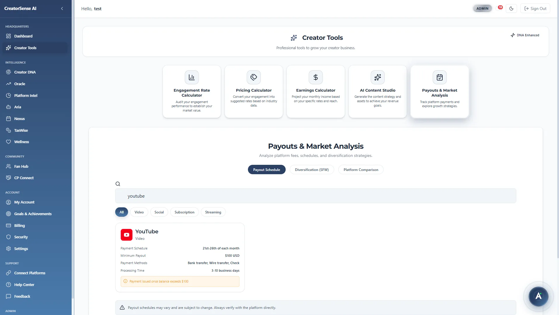 Payout Schedule Lookup Interface Light