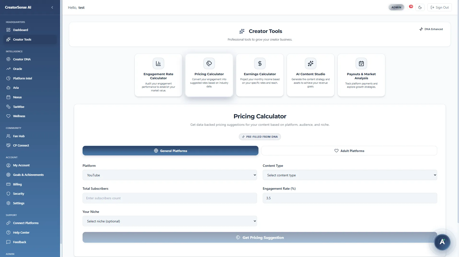 Pricing Calculator Interface Light