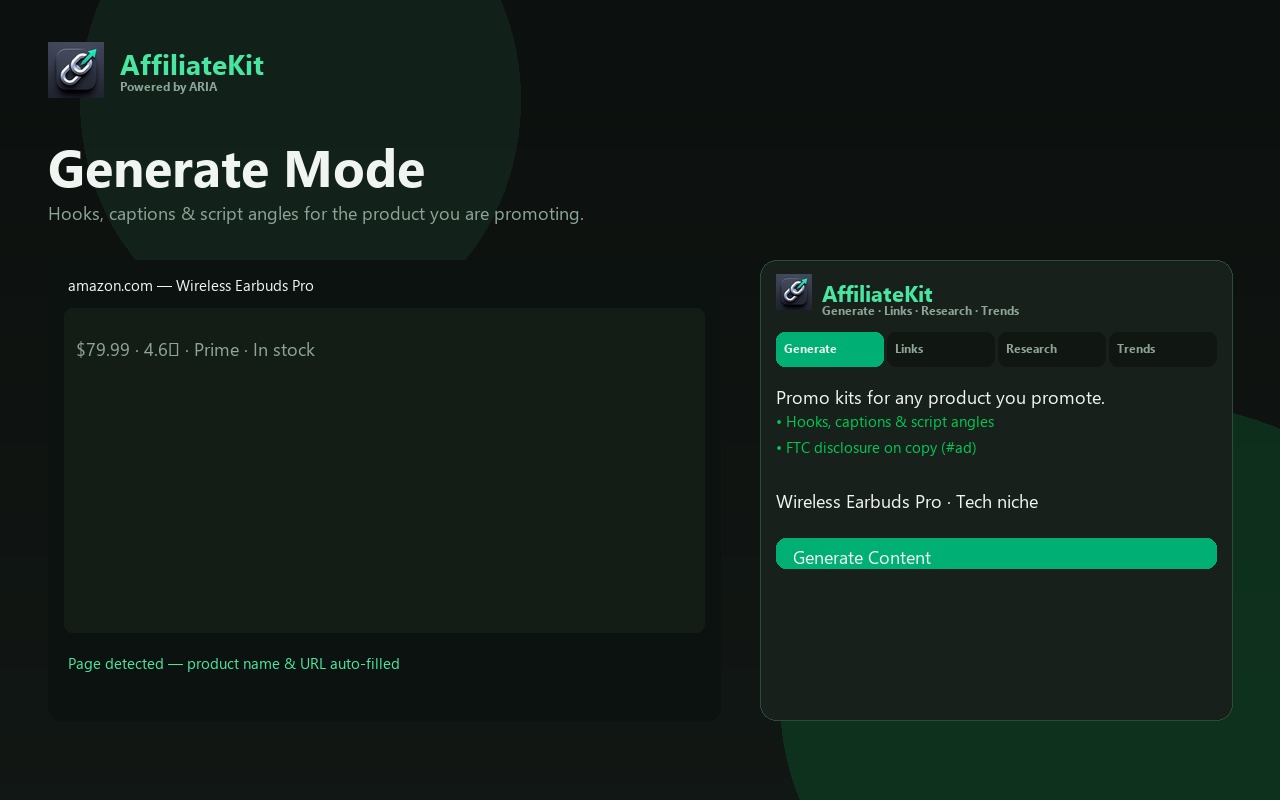 Generate tab promo content