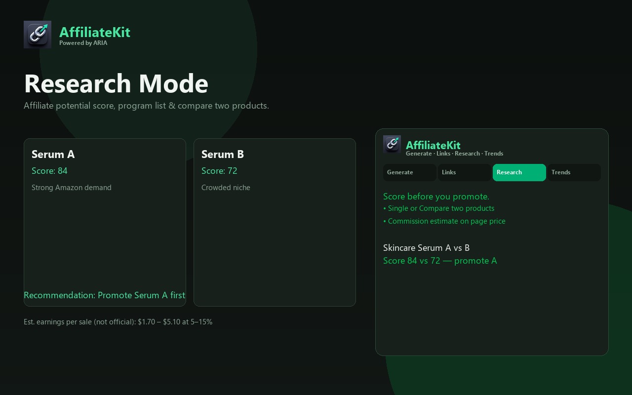 Research tab product compare