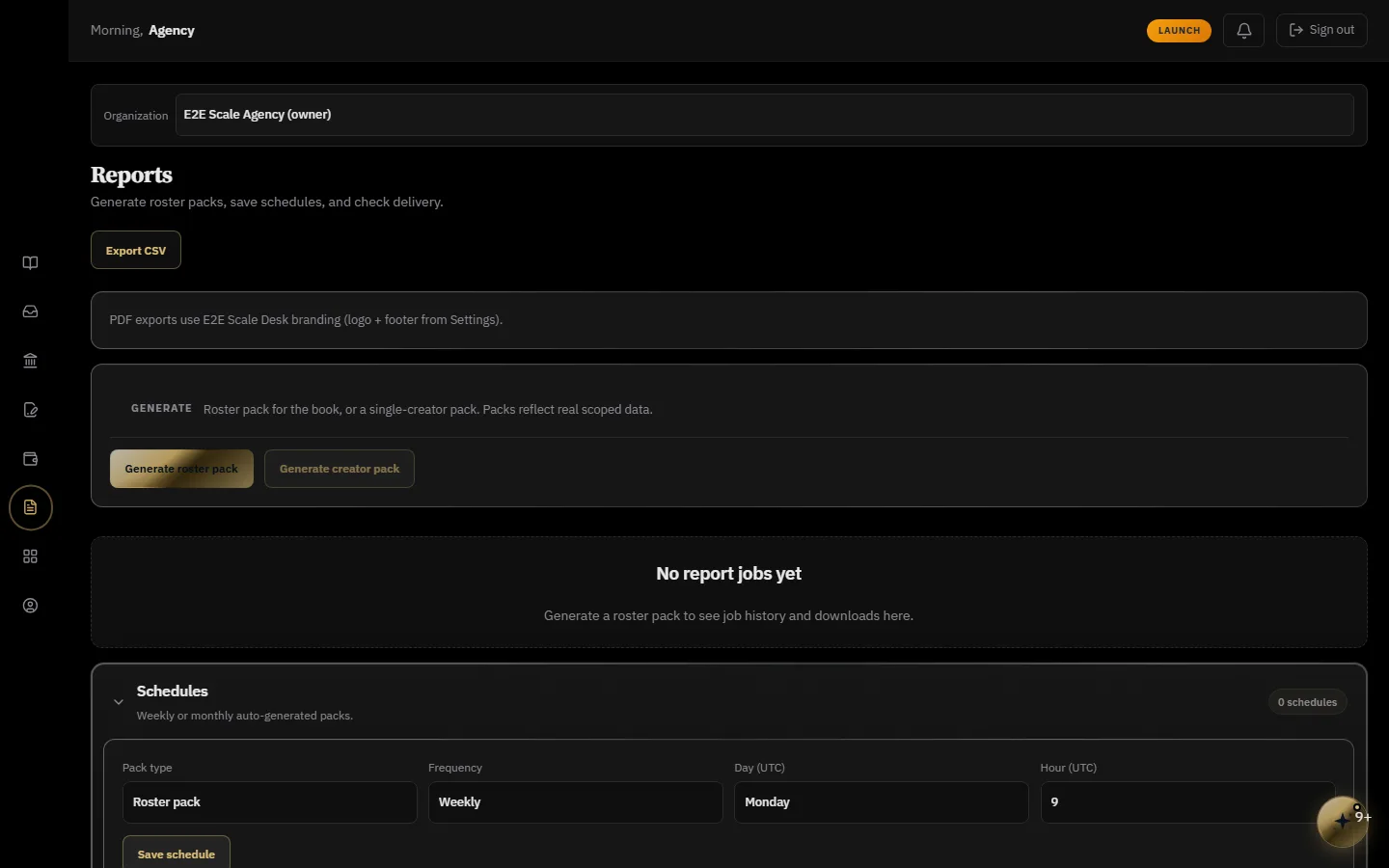 CreatorSense Reports export