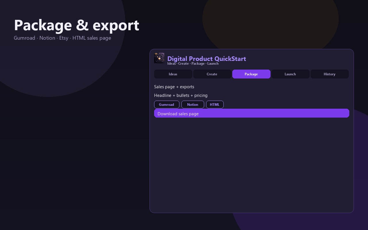 Package exports for Gumroad and Notion