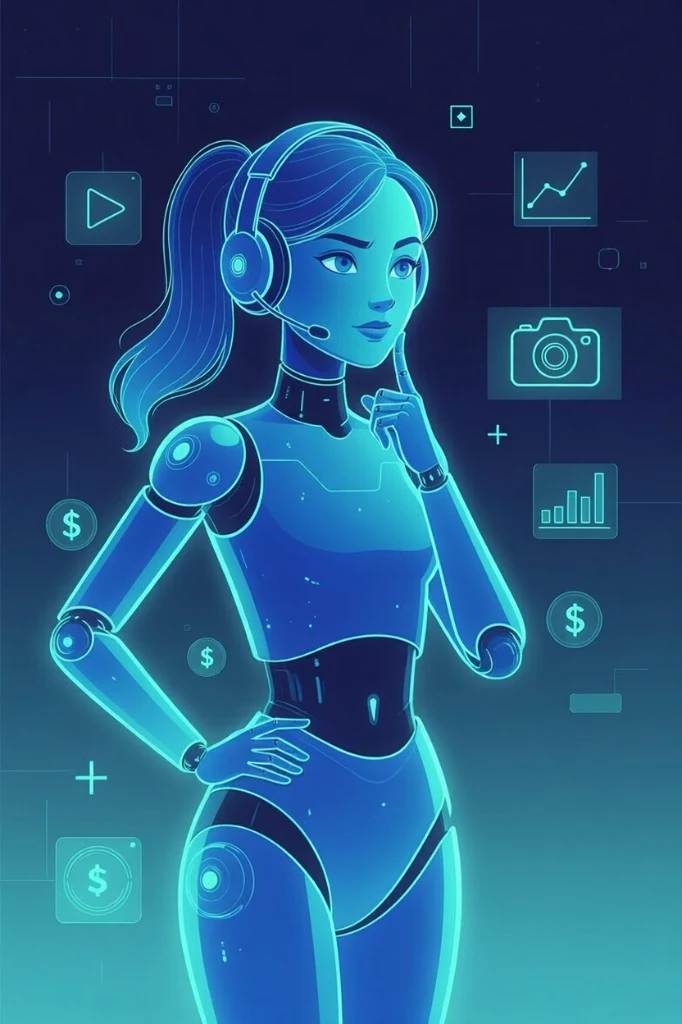 ARIA in a thoughtful pose with finger near chin, suggesting careful analysis